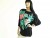 Vintage 1980s Bonnie Boerer Black Tropical Sequin Shirt