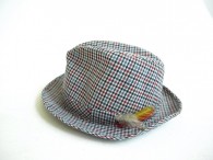 Vintage Red, Blue & White Plaid Fedora Hat