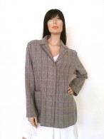 Vintage 1970s Philippe Adec Grey Wool Plaid Blazer