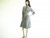 Vintage 1950s Blue Striped Paisley Print Shirt Dress