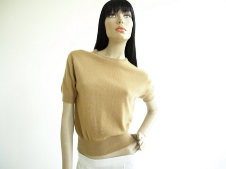 Vintage 1950s Cashmere Sweater - Maurice Handler Tan Crew Neck Sweater
