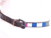 Vintage 1970's/80's Black Guatemalan Colorblock Leather Belt