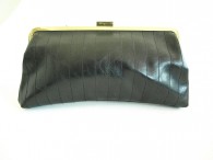 Vintage 1970's Bag - Black Stitched Clutch Purse