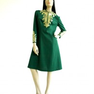 Vintage 1960's Gold Ethnic Foil Sheath Dress
