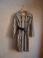 Vintage Navy Plaid Trench Coat
