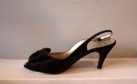 Vintage Bruno Magli Black Rhinestone Bow Sling