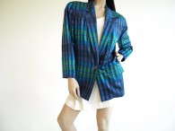 Vintage 1980s Christian Dior Silk Plaid Boyfriend Blazer