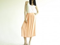 Vintage 1970's Peach Flax Midi Skirt