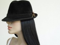 Vintage Italian Check Plaid Velour Fedora Hat