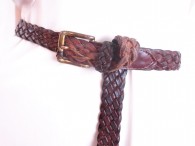 Vintage Brown Leather Braided Belt