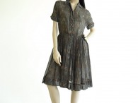 Vintage 1940's/1950's Miss Marilyn Sheer Print Shirt Dress