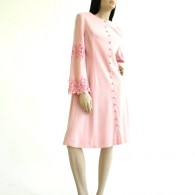 Vintage 1960s Pink Wool A Line Dress NWT