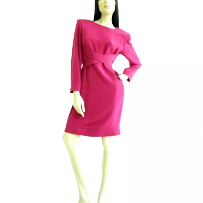 Vintage 1980's Fuchsia Criss Cross Silk Dress