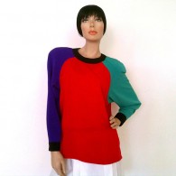 Vintage 1980s Josephine Color Black Polyester Shirt