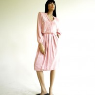 Vintage 1980s Pink Silk Sweater Beaded Dress