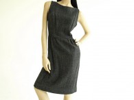 Vintage 1950s wool dress - Wendy Woods Gray Sheath Dress