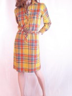 Vintage Yellow Plaid Sheath Dress