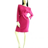 Vintage 1980's Fuchsia Criss Cross Silk Dress