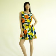 Vintage 1960s Tropical Hibiscus Floral Skort