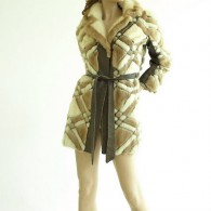 Vintage Cream/Beige Fur Checker Coat