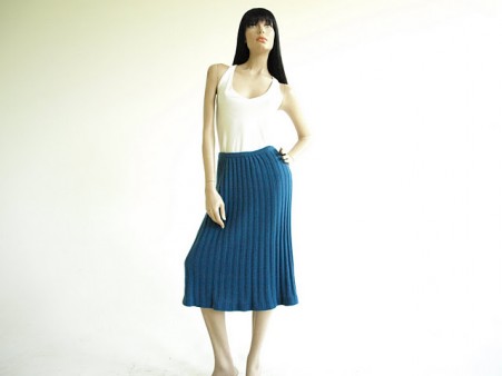 Vintage 1970's Blue Cashmere Skirt by Ballantyne