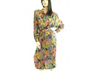 Vintage 1980s Jackie Bernard Multicolor Mockneck Wiggle Dress