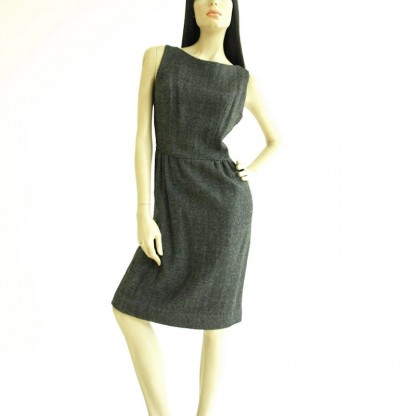 Vintage 1950s wool dress - Wendy Woods Gray Sheath Dress