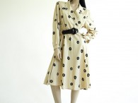 Vintage 1970s/1980s Leslie Fay Tan Leopard Dress