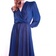 Vintage 1970's Jackie Taub Navy Sparkle Wrap Dress