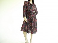 Vintage 1970s California Looks Dark Floral Dress