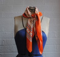 Vintage Orange Floral Square Scarf