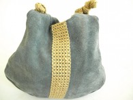 Vintage 1970's Periwinkle Blue Suede Tote Bag