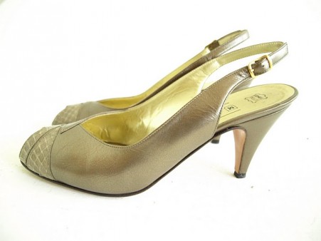 Vintage Bruno Magli Bronze Peep Toe Pump