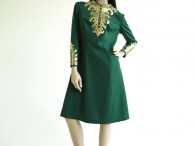 Vintage 1960's Gold Ethnic Foil Sheath Dress