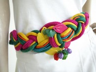 Vintage 1980s Leather Shop Colorful Fruit Twist Belt
