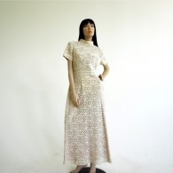Vintage 1970s Cream Lace Column Dress