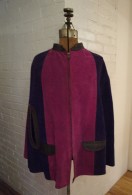 Vintage 1960s 70s Purple and Fuchsia Suede Cape