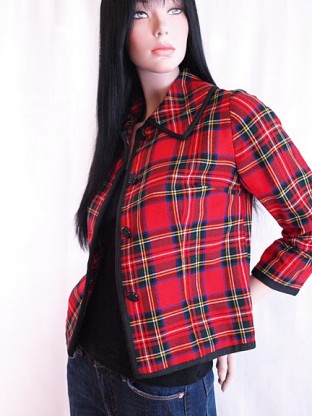 Vintage 1960's Red Plaid Cropped Blazer