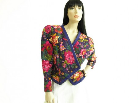 Vintage 1970s/1980s Act I Purple Floral Quilted Jacket