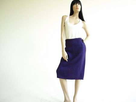 Vintage 1980's St John Purple Knit Straight Skirt