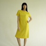 Vintage 1960s L'Aiglon Yellow Linen Sheath Dress