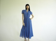 Vintage 1970s/1980s Lilac Sheer Flare Dress