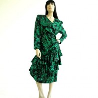 Vintage 1980s Silk Peplum Dress