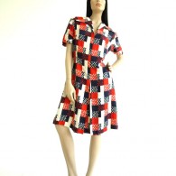 Vintage 1960s Red Dot Patriotic Silk Print Dress