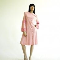 Vintage 1960s Pink Wool A Line Dress NWT