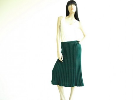 Vintage 1970's Forest Green Cashmere Skirt by Ballantyne