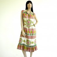 Vintage 1960s Malaysian Silk Print Dress
