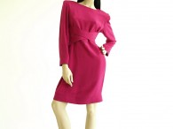 Vintage 1980's Fuchsia Criss Cross Silk Dress