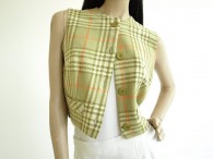 Vintage 1950s Green Plaid Cropped Vest