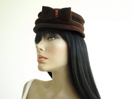 Vintage Chocolate Brown Velour Stack Hat